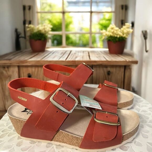 Mephisto Full- Grain Leather Violett Wedge Heel Sandal - Picture 5 of 15